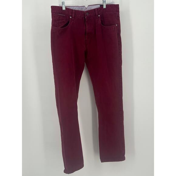 Saks Fifth Avenue Men's Burgundy Pima Cotton Pants Size 34 Oxblood Straight Leg - Picture 3 of 10